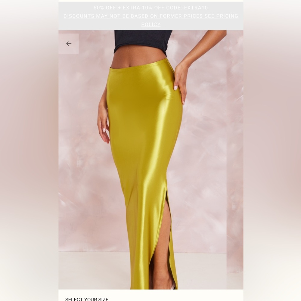 PrettyLittleThing Gold Satin Maxi Skirt